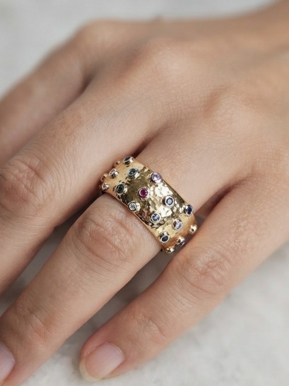 Gold Multistone Dome Ring - Women's Fashion Jewelry